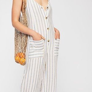Free People Westminster Linen Jumpsuit size 6